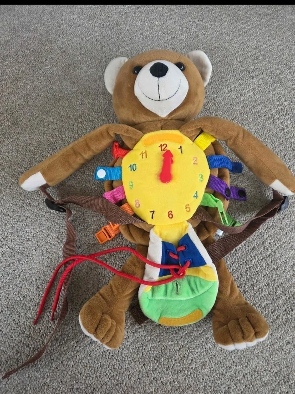 Buckle Billy Plush Activity Bear with Learning Clock and Laces